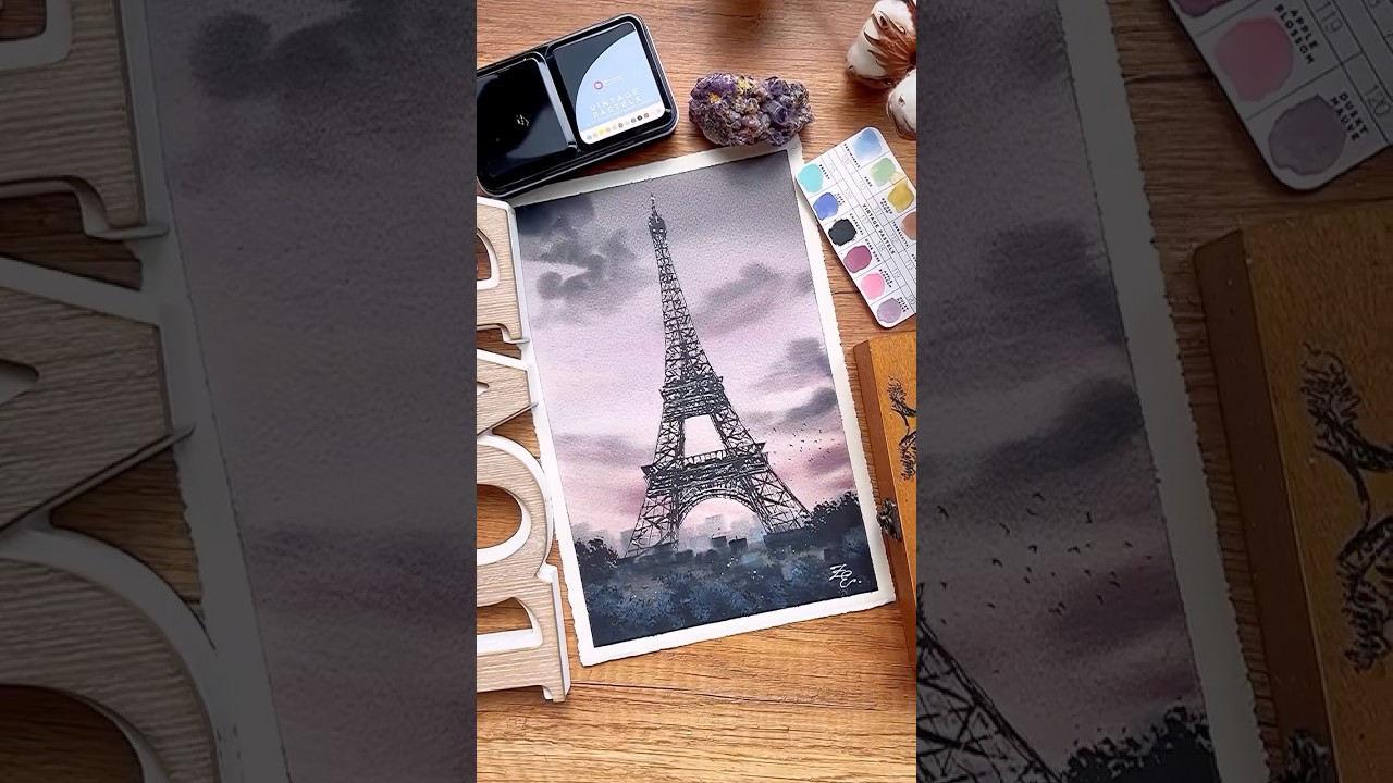 Paris in Watercolor: Painting the Eiffel Tower with a Dreamy Skies