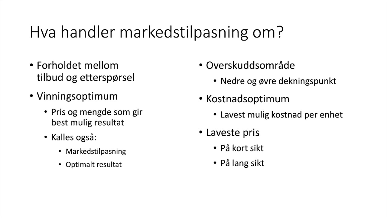Markedstilpasning 1 - introduksjon