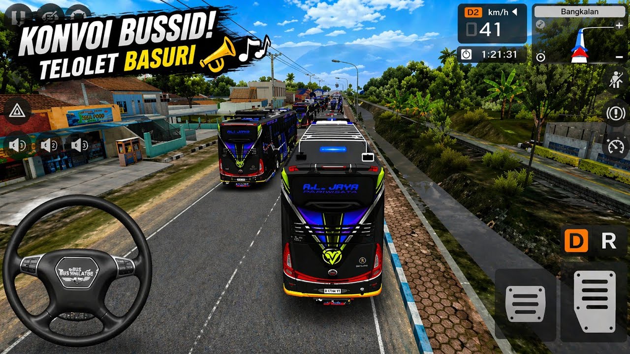 Konvoi Bus Telolet Paling Rame Full Telolet Basuri Mabar Game Bussid