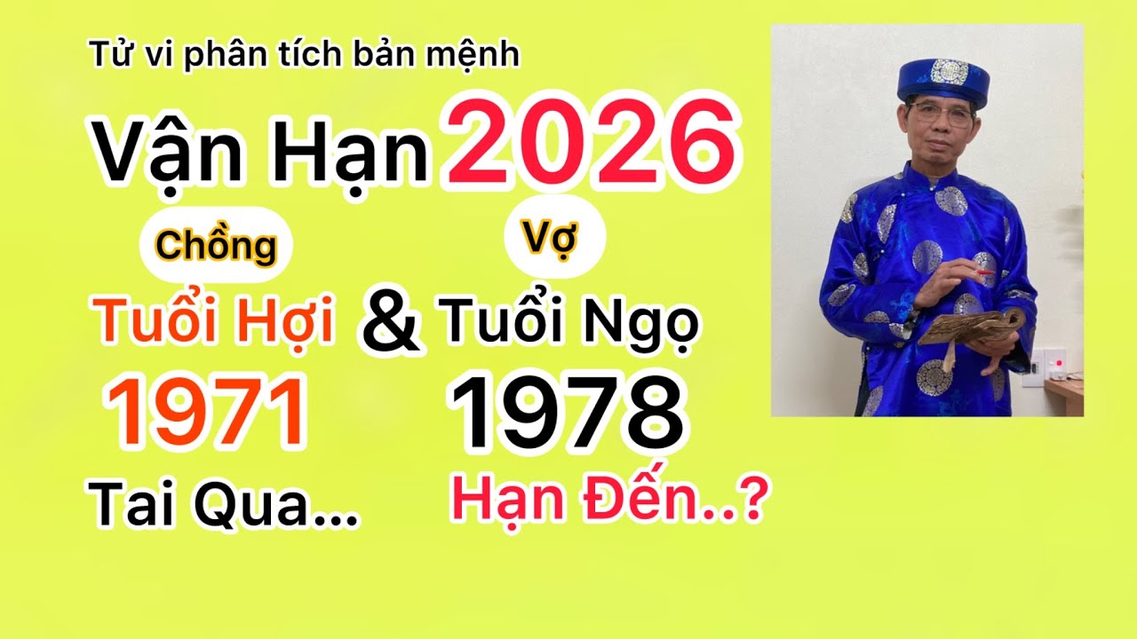 Tử vi phân tích bản mệnh/ Năm 2026=Tuổi Hợi  1971 Tai Qua, Tuổi Ngọ 1978 Hạn Đến/ Lưu ý -Thuận trọng