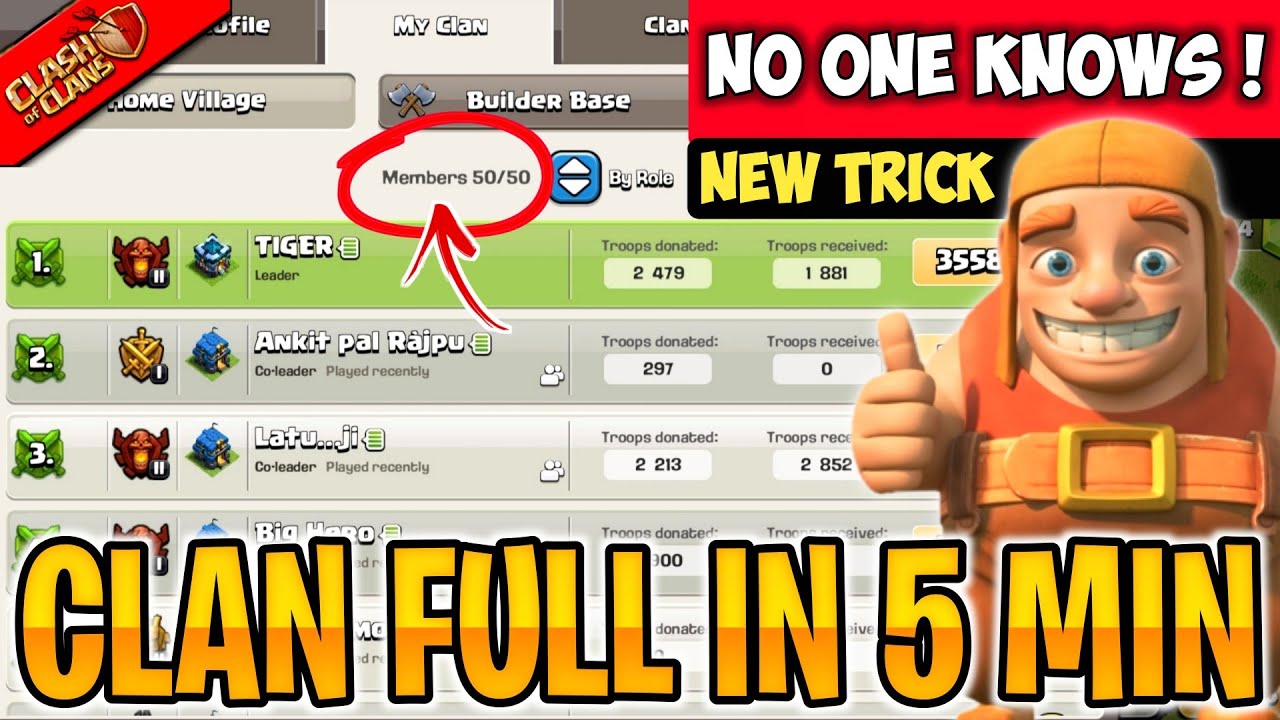 How to Fill CLAN Fast in Coc 50/50 | How to Build Successful Clan New Trick in Clash Of Clans