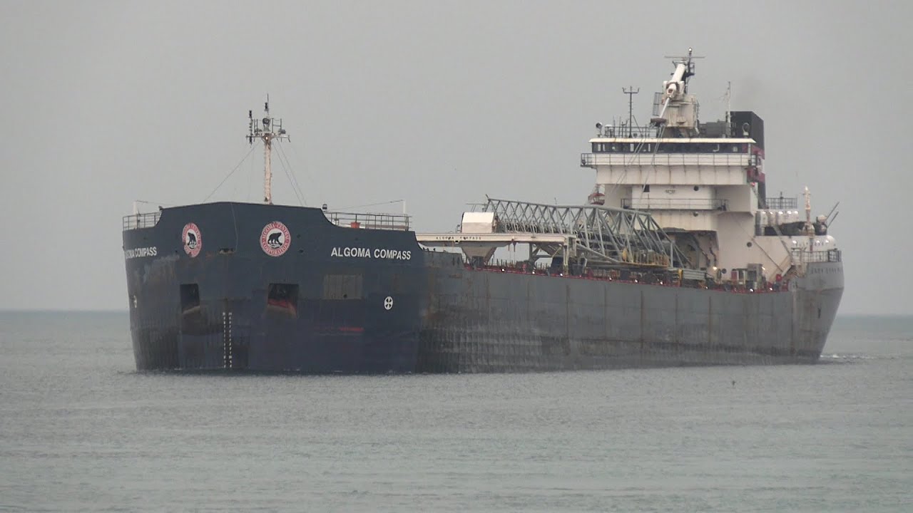 Algoma Compass 208m Ship South From Lake Huron In Great Lakes