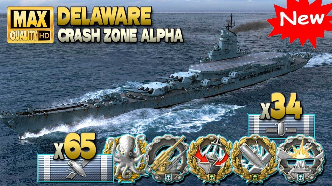 Новый линкор Delaware на карте Crash Zone Alpha - World of Warships