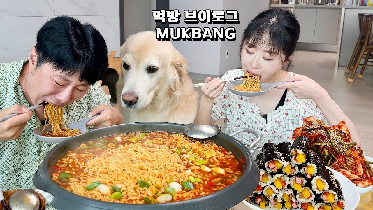 명절 후 느끼한 속 엄청 매운 겉절이로 달래기🌶️🌶️ 신라면 더레드 4봉지, 직접 만든 꼬마김밥과 함께 먹방❤️ mukbang vlog