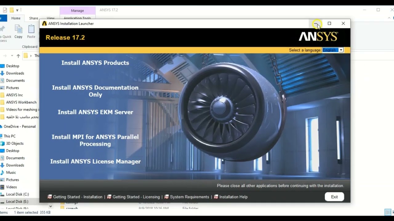 تنصيب برنامج الانسز و التفعيل لطلبة المرحله الرابعه والدراسات/كلية الهندسه (ANSYS INSTALL 17)