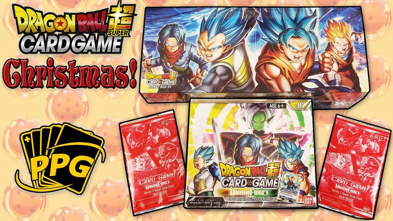 Dragon Ball Super Card Game Draft Box, Union Force Booster Box, & Dash Packs Christmas Opening!