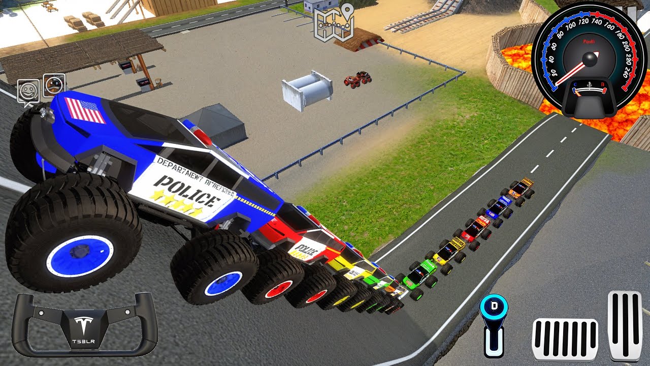 Juegos De Carros - US Police Monster Trucks Insane Driver #2 - Car Extreme Racing Android [GamePlay]