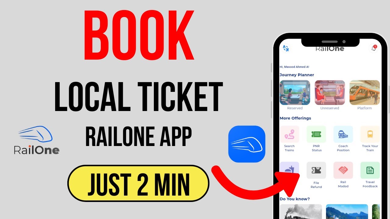How To Book Local Train Ticket In Rail One App | Local Train Ticket Booking Through Mobile | Tamil