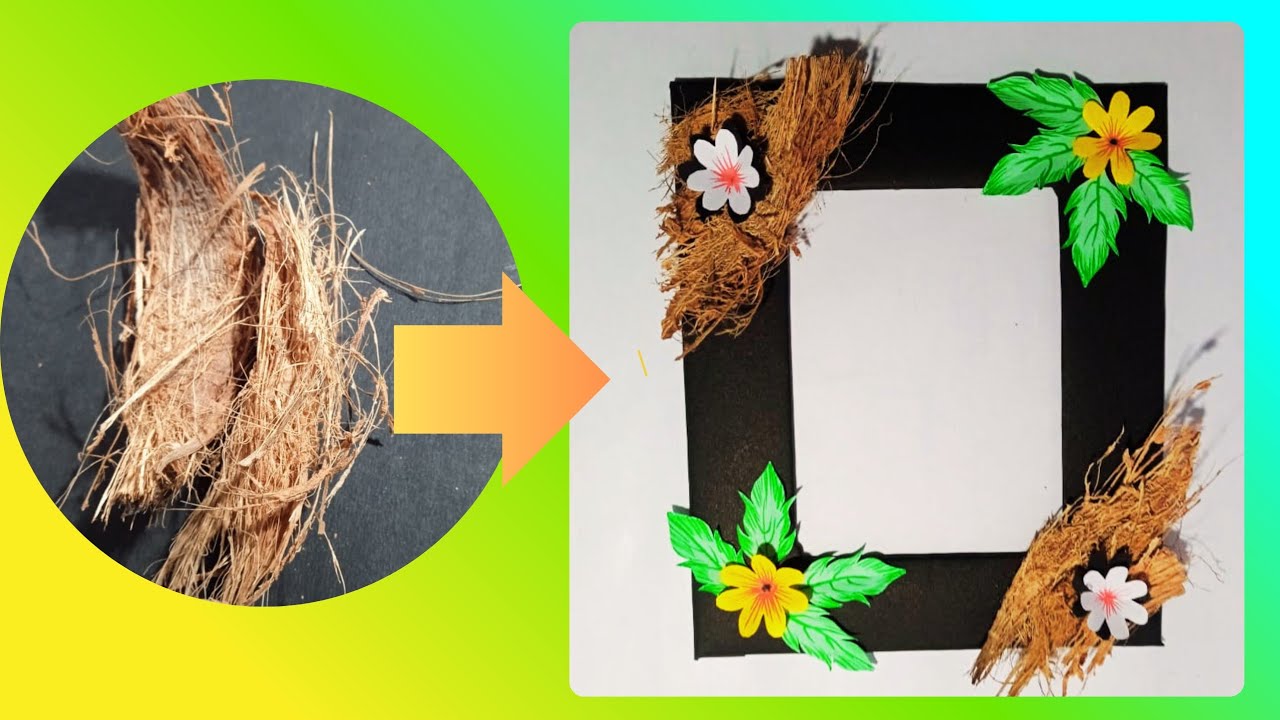 Waste Coconut Husk Photo Frame | Easy Rustic DIY Craft 🌿✨