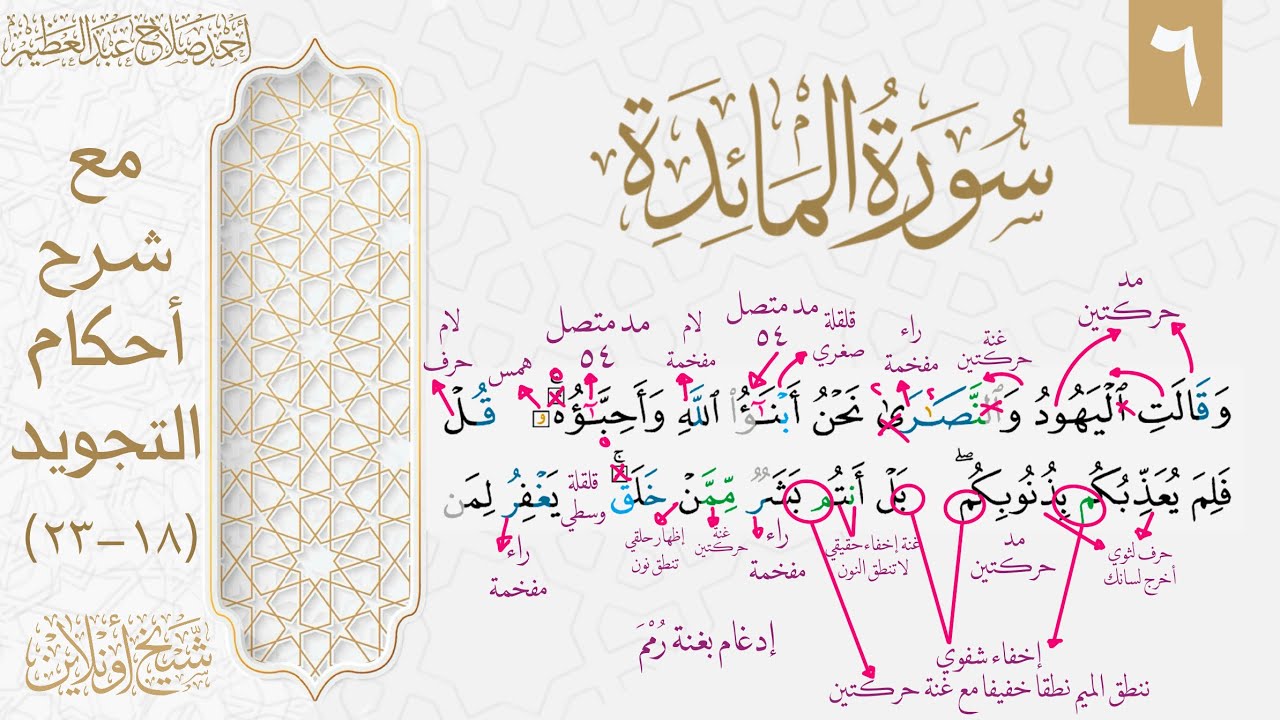 شرح تجويد سورة المائدة| الوجه السادس