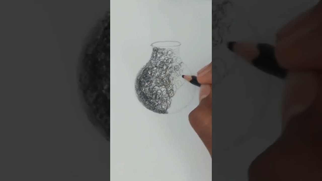 scumbling technique of  shading,  drawing a pot #shading #drawing #art #shorts