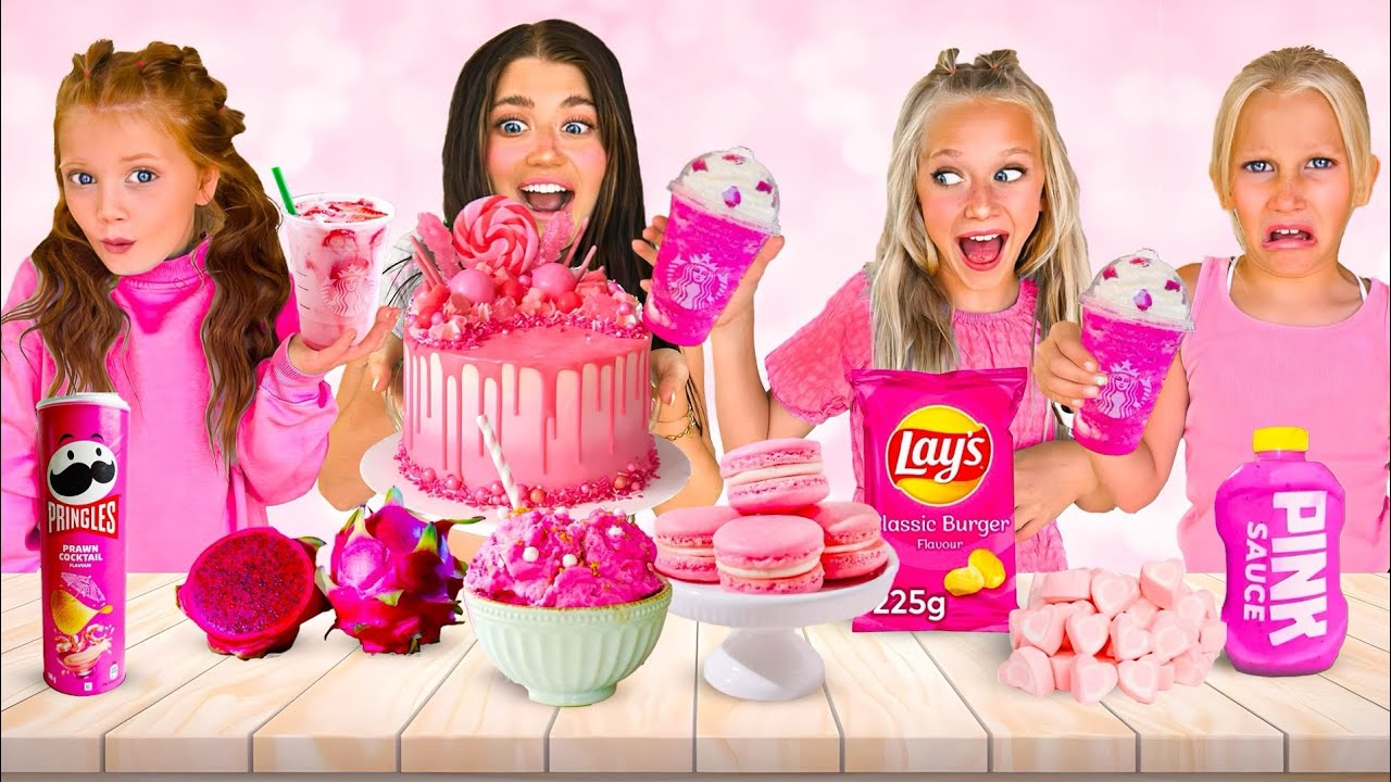 EATiNG ONLY PiNK COLOR FOOD FOR 24 HOURS 💖