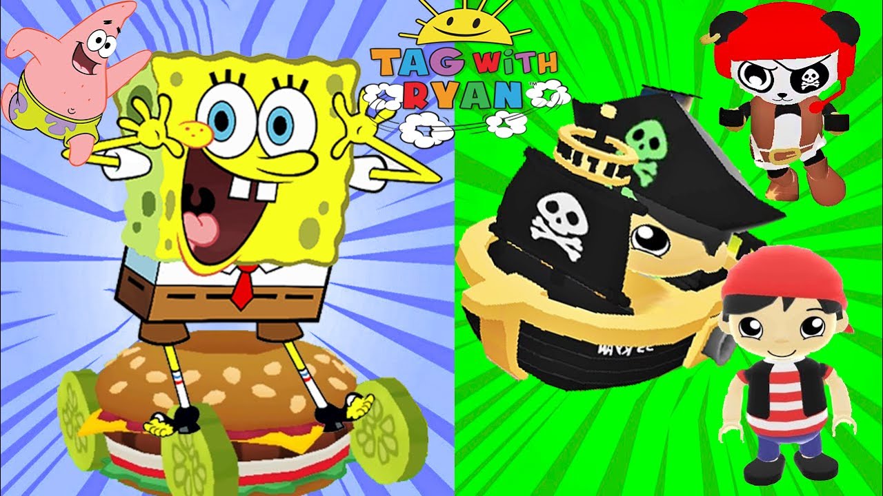 Tag With Ryan Pirate Ryan, Combo Panda And Red Titan vs SpongeBob Run All Characters Gameplay