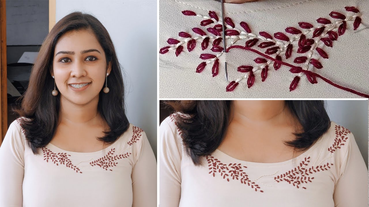 Embroidery design for neck | Hand embroidery border design #handembroidery