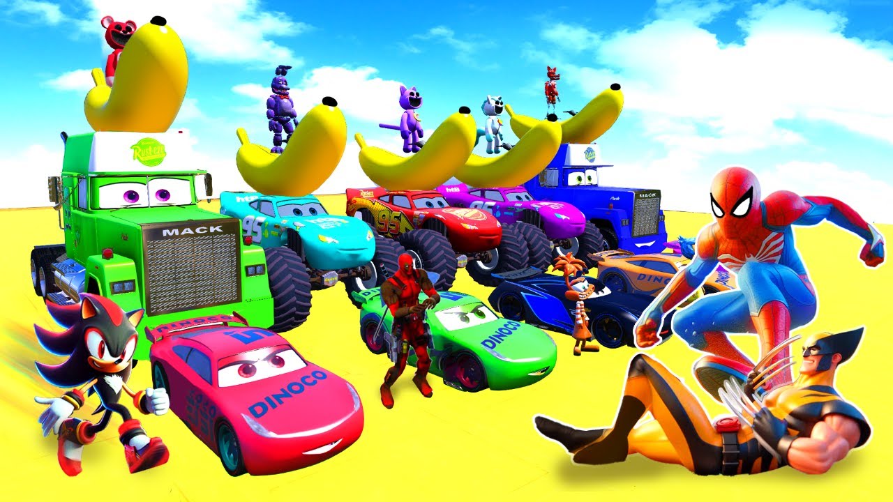 GTAV SPIDER-MAN 2🕷️, SONIC THE HEDGEDOG 3, THE AMAZING DIGITAL CIRCUS Join in Epic New Stunt Racing🏁