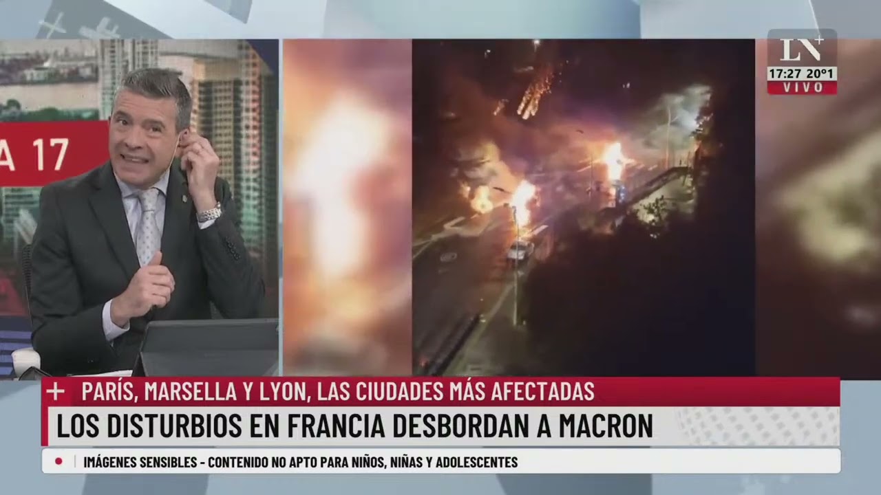 Los disturbios en Francia desbordan a Macron: más de 350 incendios y casi 300 autos quemados