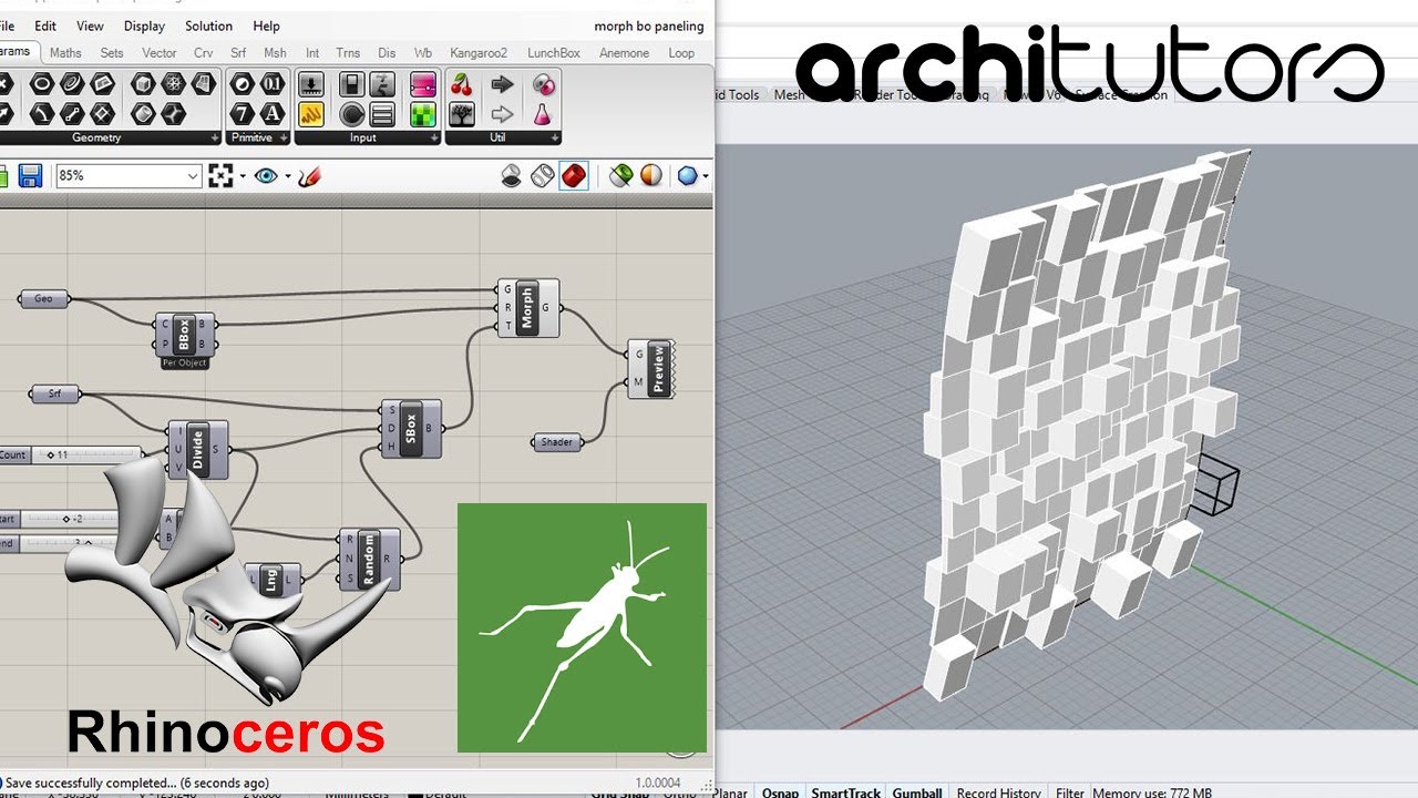 morph box random paneling using grasshopper in rhino | architutors
