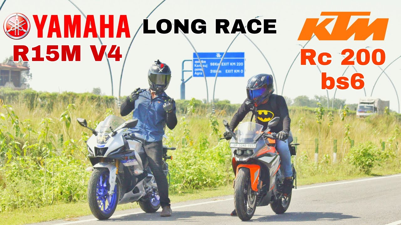 KTM RC 200 BS6 VS YAMAHA R15M V4 LONG RACE HIGHWAY BATTLE SHUBHAM YADUVANSHI