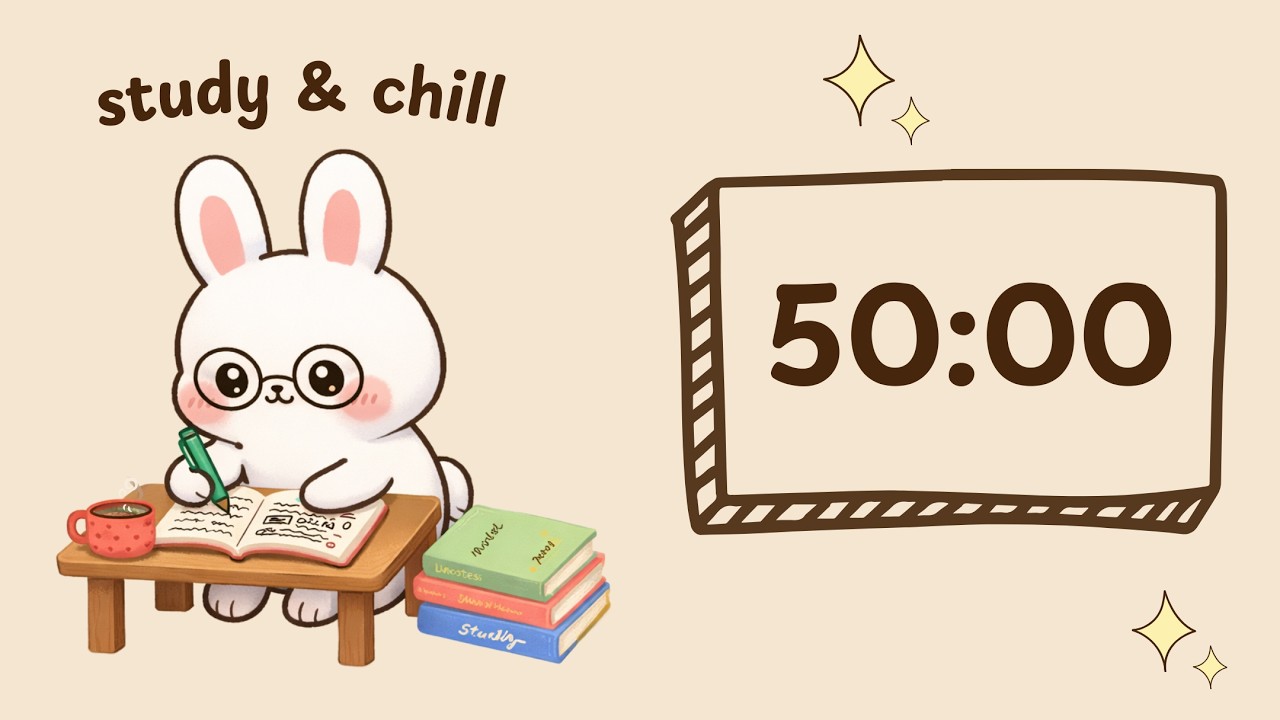 Study with bunny (Cheery) | 2 Hours Pomodoro (50 mins focus &15 mins break)