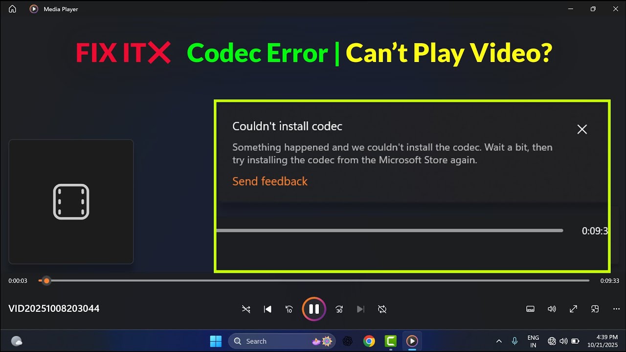How to Fix Video File isn&rsquo;t Playing Getting Codec Error in Windows 11/10 Media Player | Step-by-Step