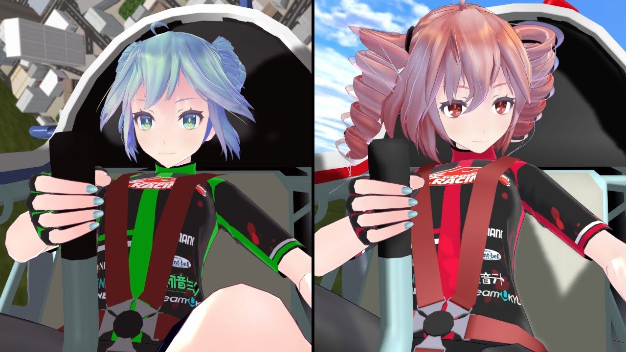【MMD】初音ミクと重音テトが飛行機で島の上空を飛ぶ動画