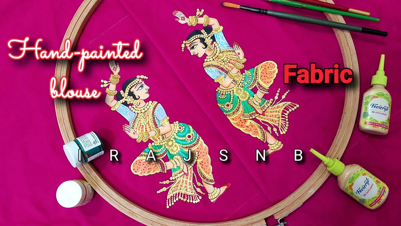 #24video | Traditional Classical Dancer Blouse Painting on Pink Fabric | Step by Step | IrajSNB