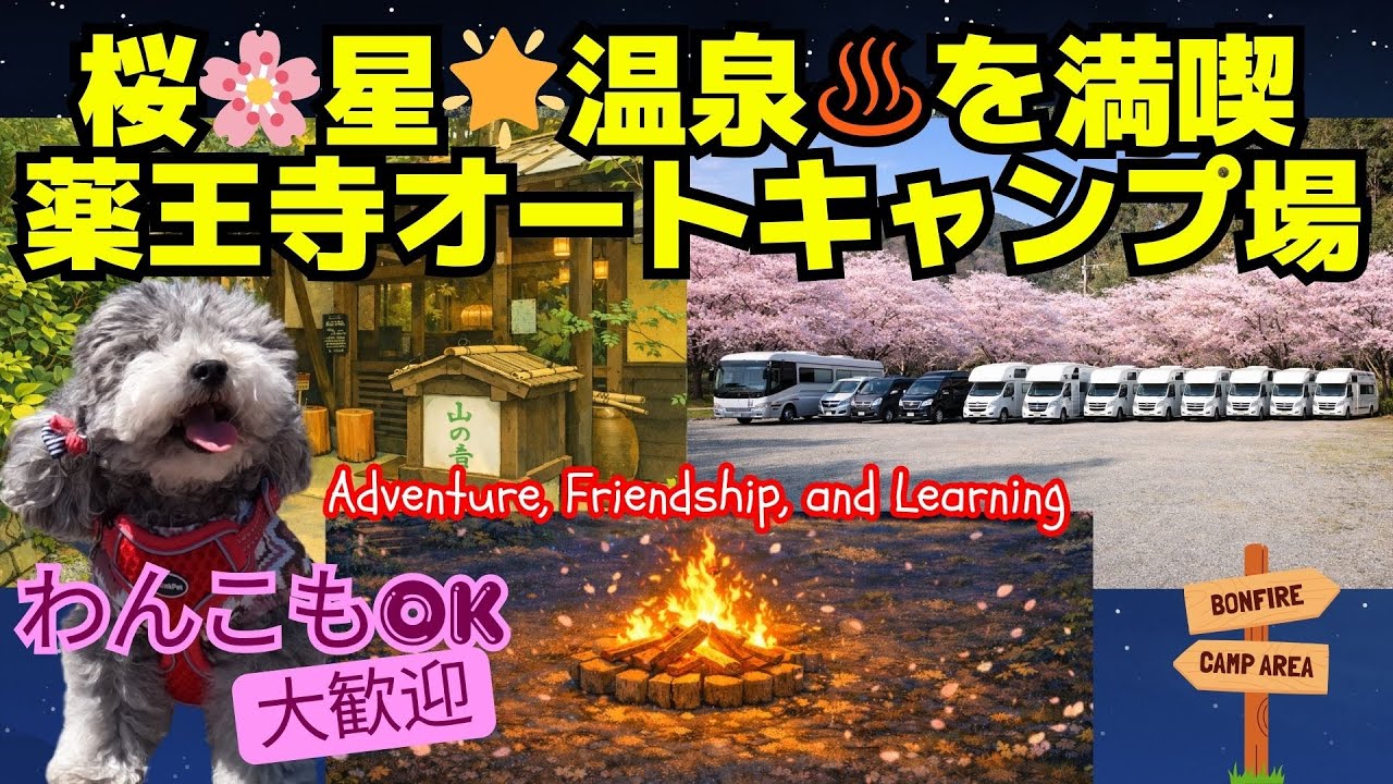 🌸キャンピングカーで行く薬王寺オートキャンプ場｜温泉・桜・焚火が最高だ🌸