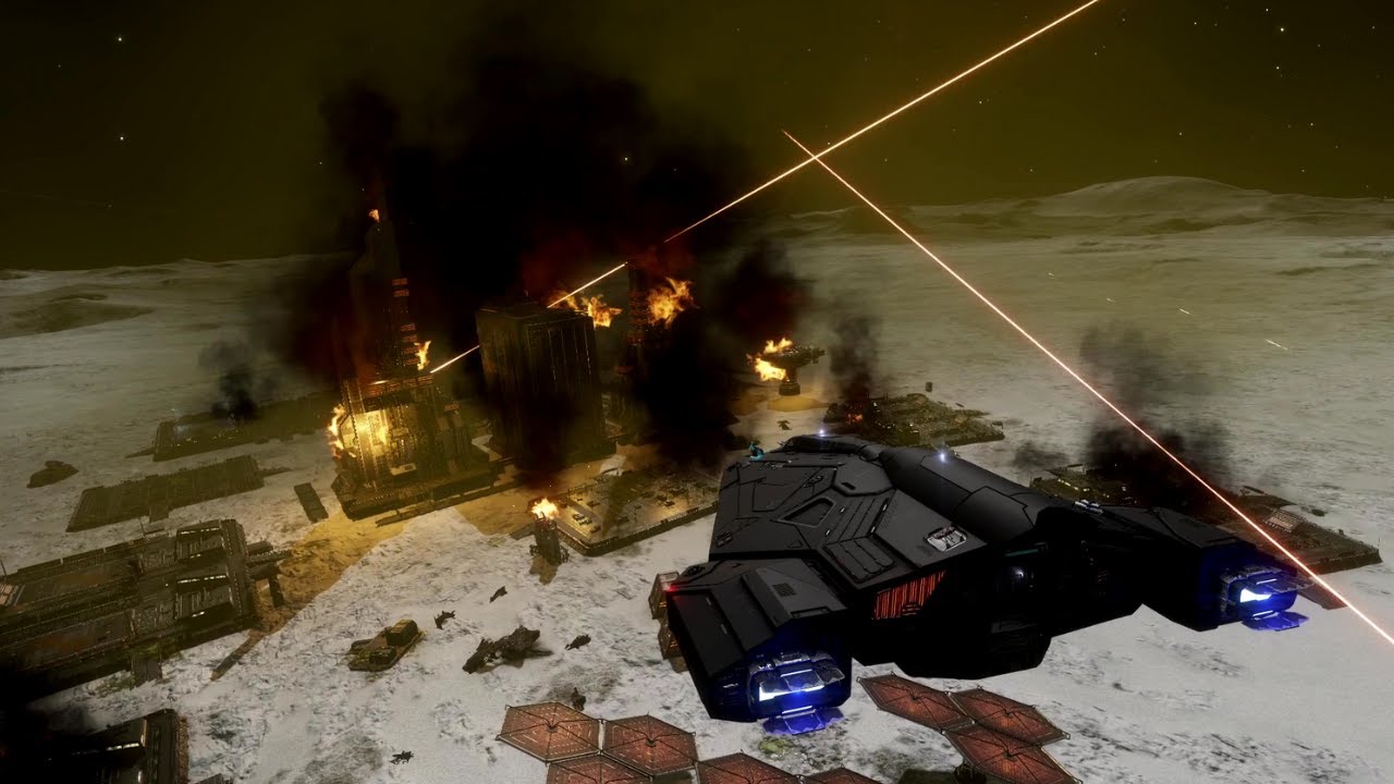 Viper Mk3 Killing Thargoids Above A Burning Settlement | Elite Dangerous
