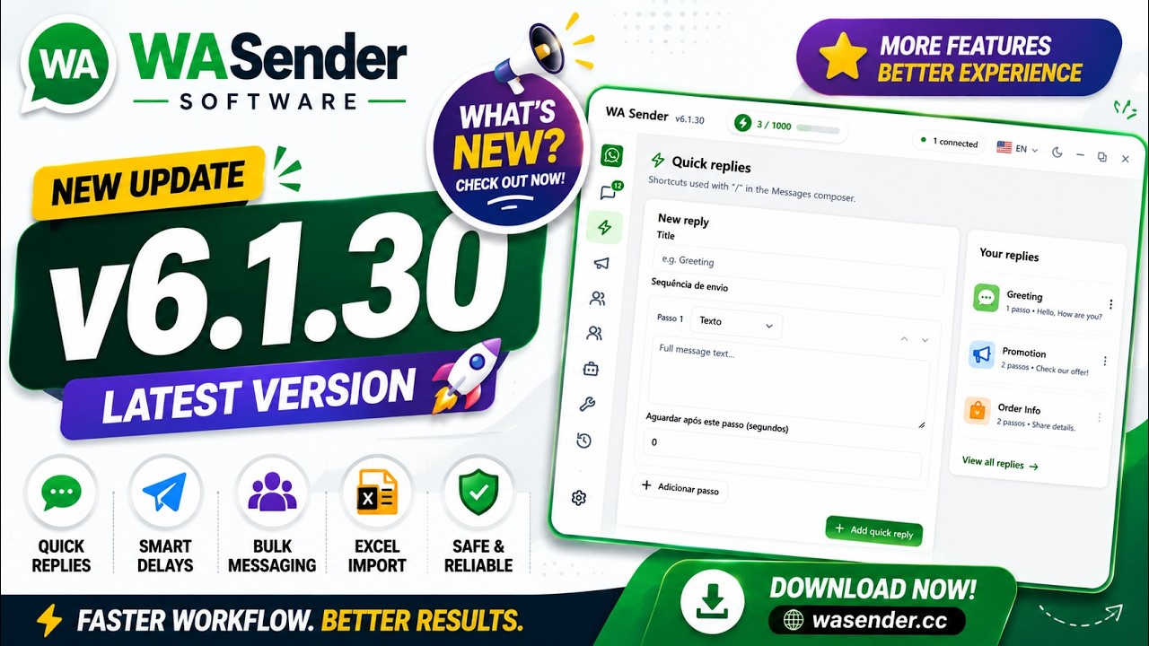WhatsApp Bulk Marketing Software WASender Latest update v6.1.30 | Full Tutorial