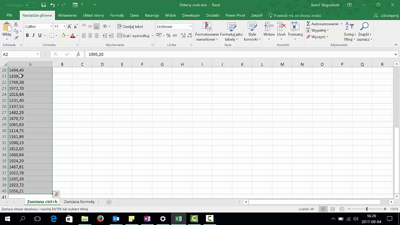 Excel - TAJEMNICZY znak i liczba traktowana jako tekst. Naprawa na 2 sposoby ZNAK(160)
