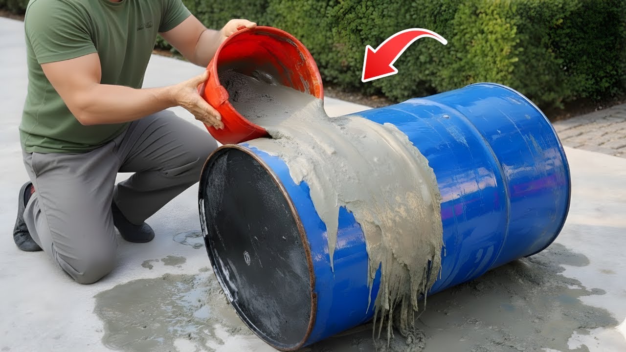 Amazing idea with cement and barrels! Tips for recycling empty barrels