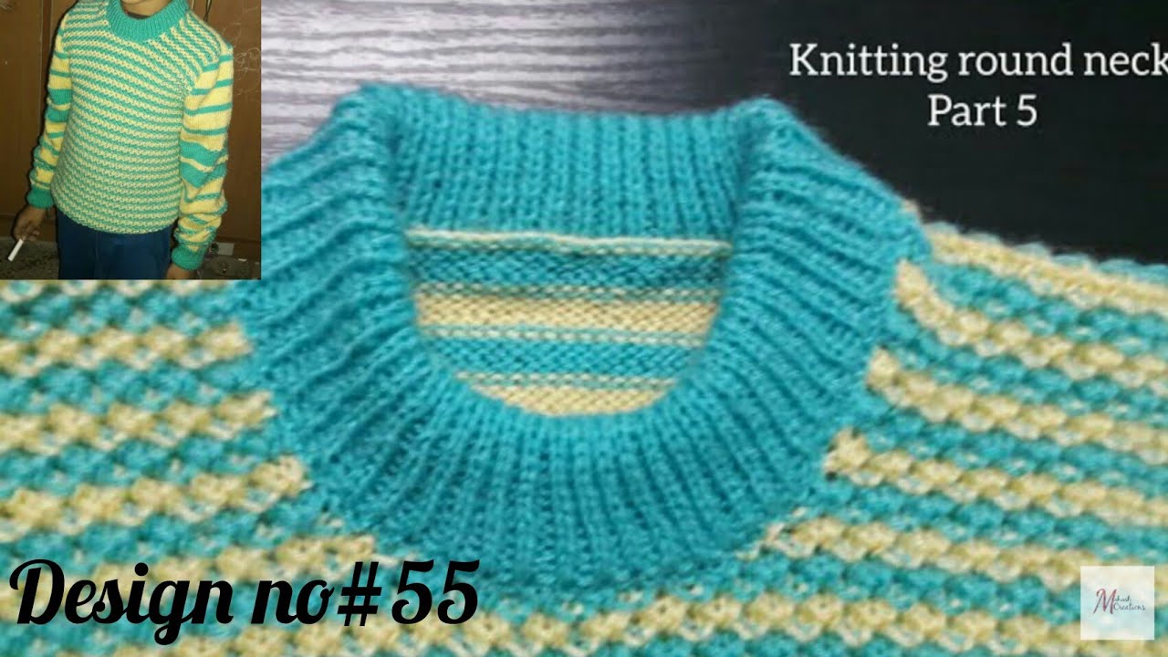 Knitting round neck | Part 5 | Double border knitting for 7 to 9 year old kid in hindi