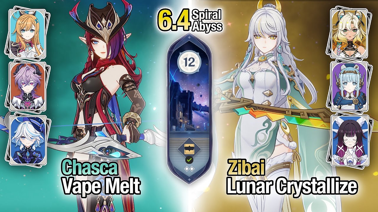 C0 Chasca Vape Melt & C0 Zibai Lunar Crystallize | Spiral Abyss 6.4 | Genshin Impact