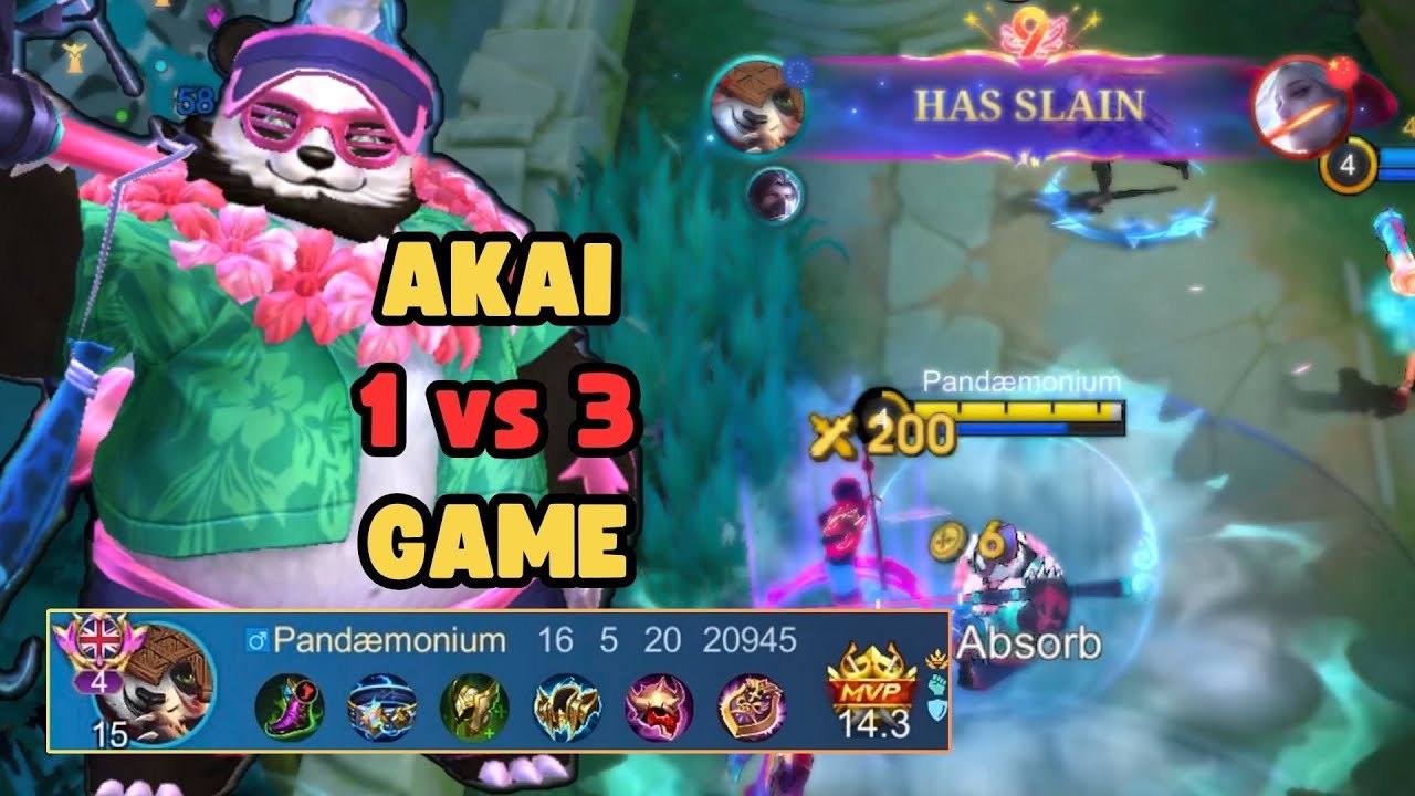 1 против 3 — Лучший геймплей за Акаи | Mobile Legends