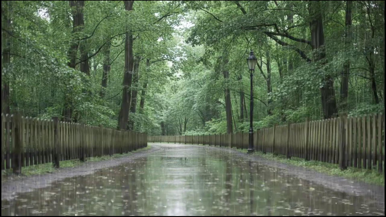 Night Rain Drifting Through Green Woodland | Gentle Nature Soundscape for Sleep and Meditation Music