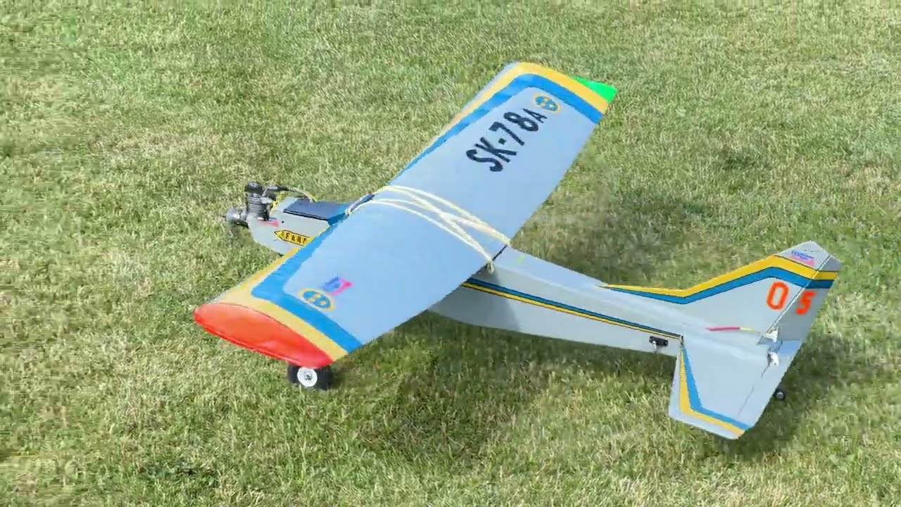 Fun with weak engine and no aileron. Vintage RC plane