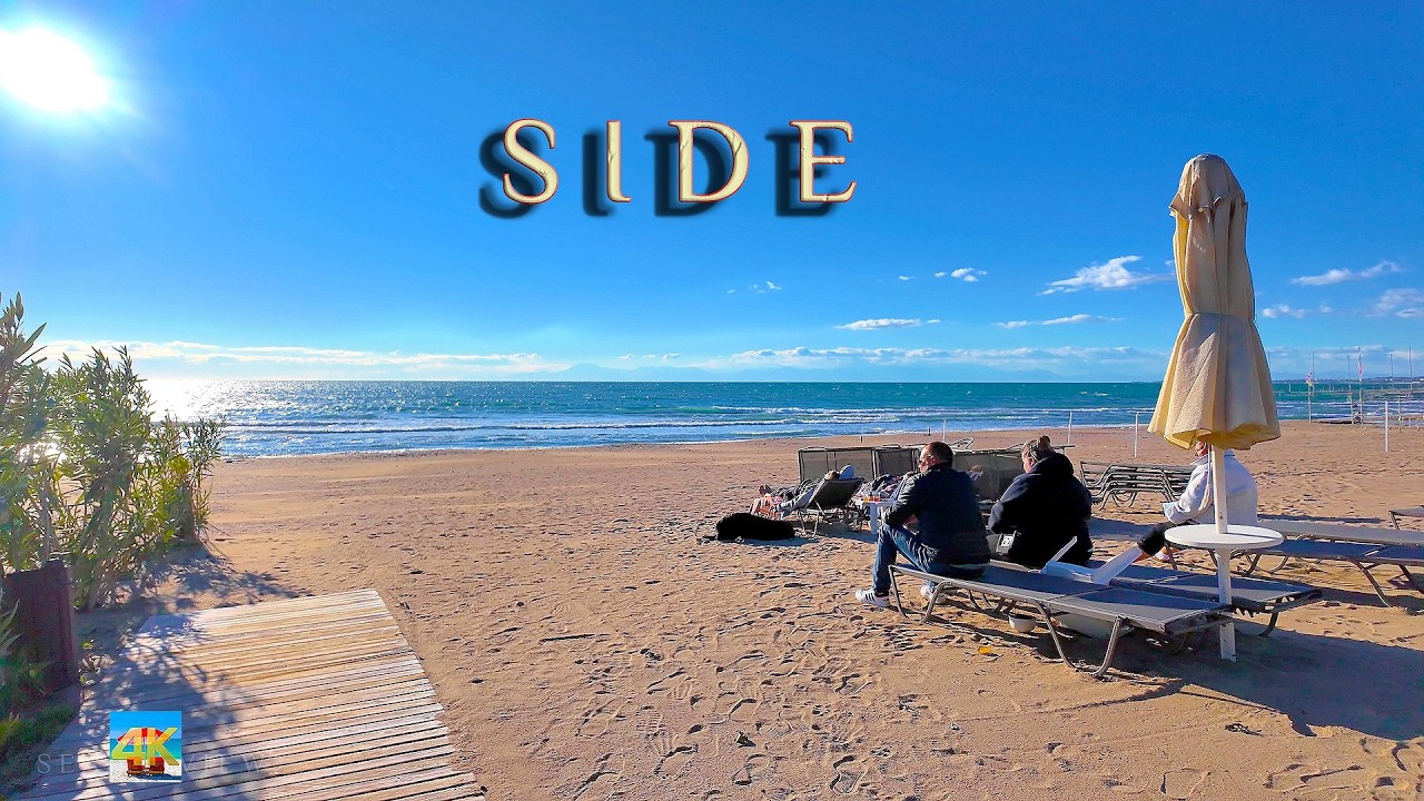 SIDE ⚓️ Very windy on the beach 4K Take a walk with me along Promenade Antalya Türkiye #Turkey
