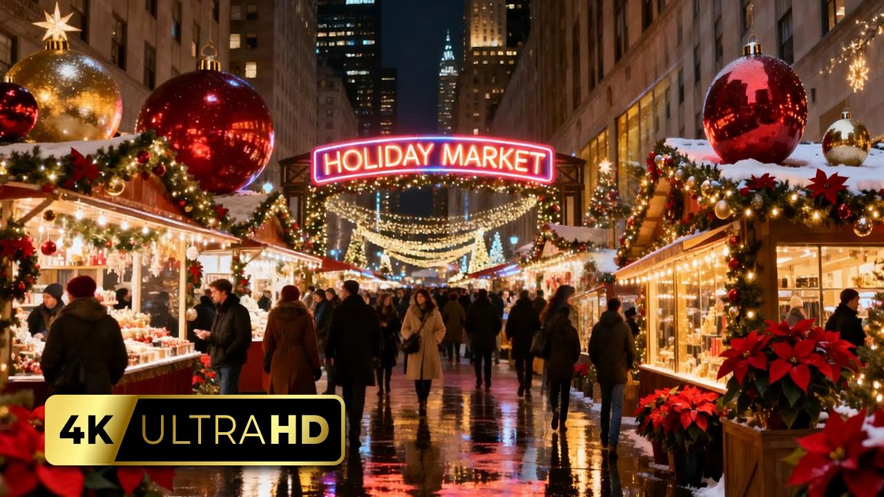 New York Holiday Walk 2025 - Holiday Market & Columbus Circle Like You&rsquo;ve Never Seen Before [4K HDR]