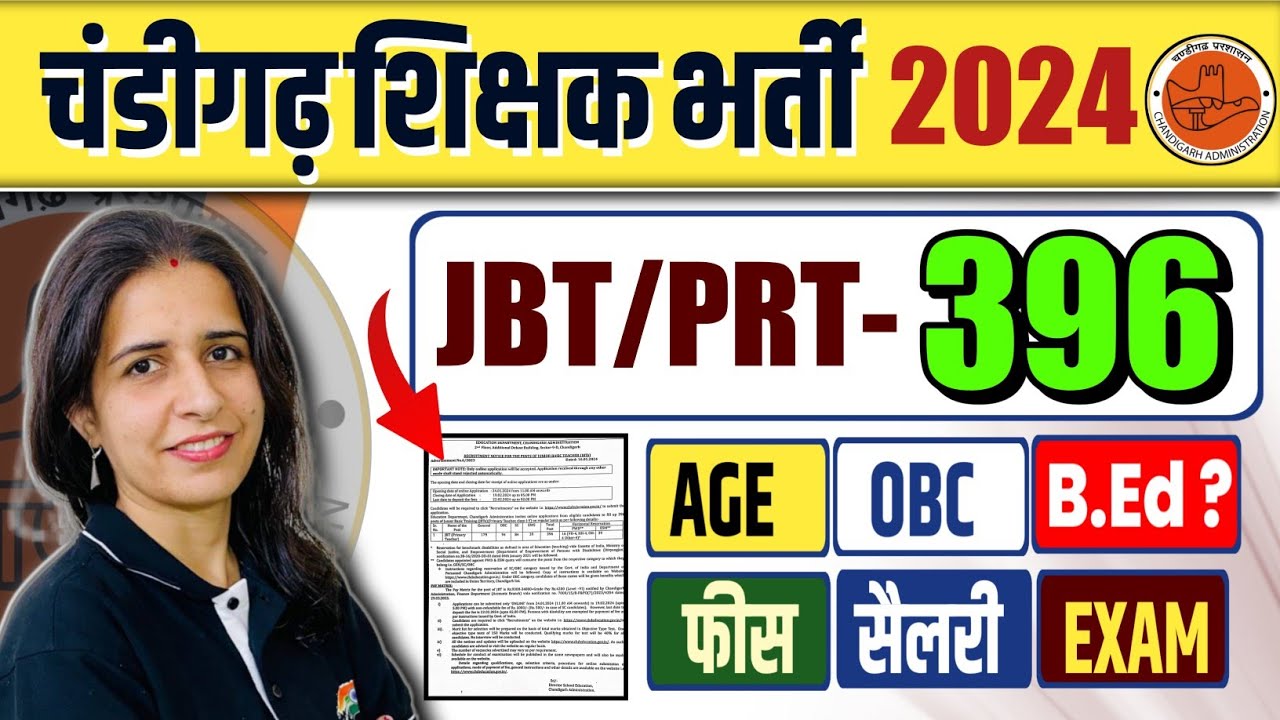 CHANDIGARH TEACHER VACANCY 2024 | LATEST UPDATE | AGE LIMIT, ELIGIBILITY, SALARY, EXAM DATE, B.ED