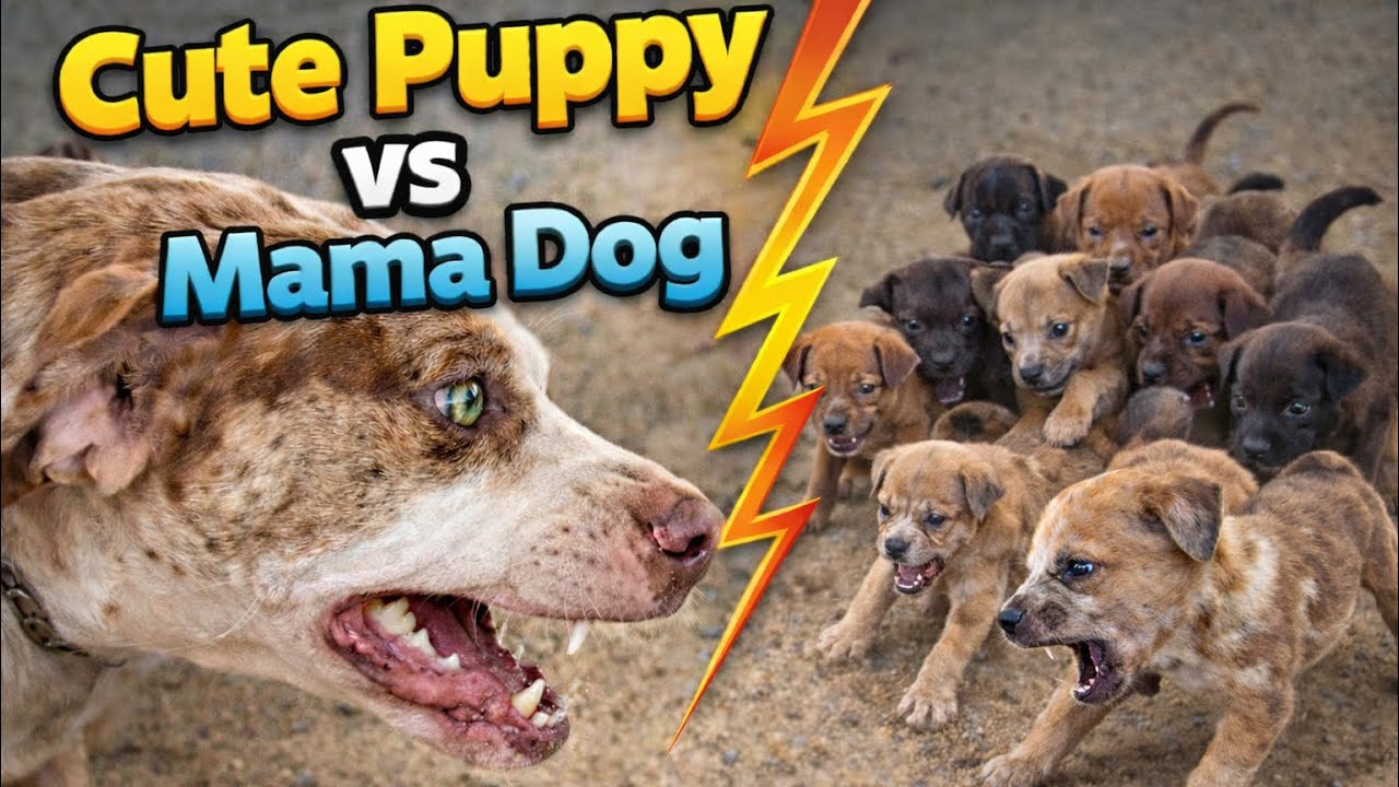 Cute Puppy vs Mama Dog   Nursing lsn't Easy