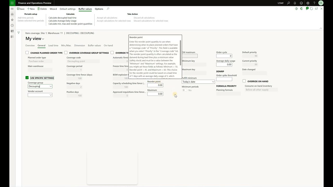 DDMRP в Dynamics 365 SCM: разделение сроков выполнения заказов, среднесуточное использование, точ...