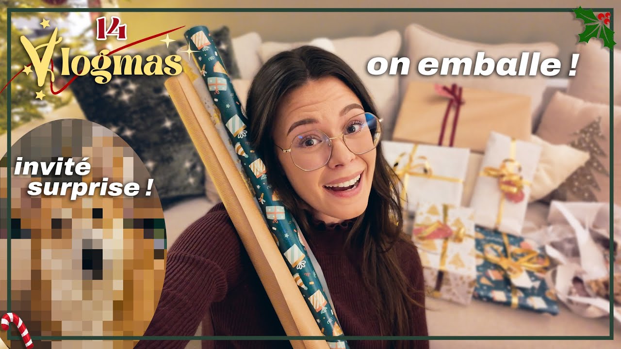VLOGMAS 14 • ON FAIT LES PAQUETS CADEAUX - et un invité 🐶🐱!