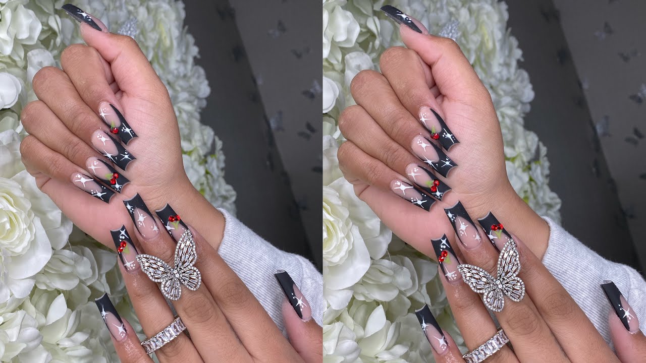 BEGINNER NAIL TUTORIAL | CHERRY NAIL ART & FRENCH TIP | KAYSKLAWSS