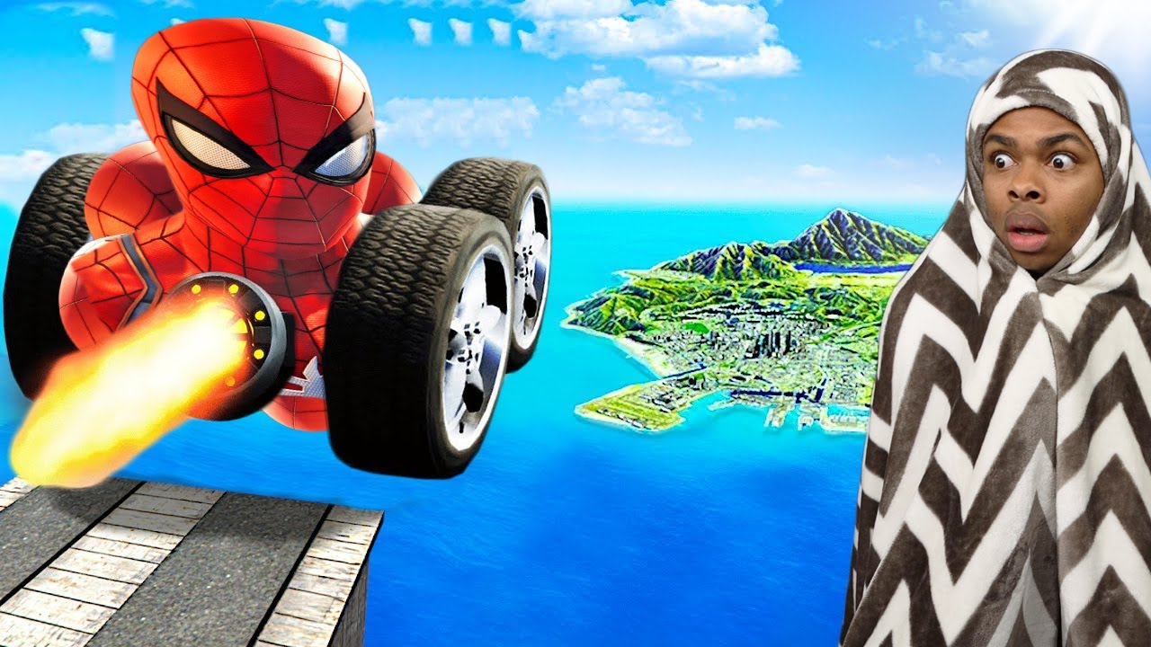 JUMPING SPIDERMAN CARS ACROSS ENTIRE MAP IN GTA 5! (GTA 5 MODS RP)