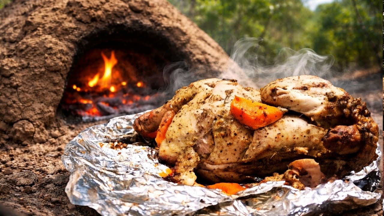 No Stove, No Gas — Cooking Chicken in a DIY Earthen Oven in the Wild