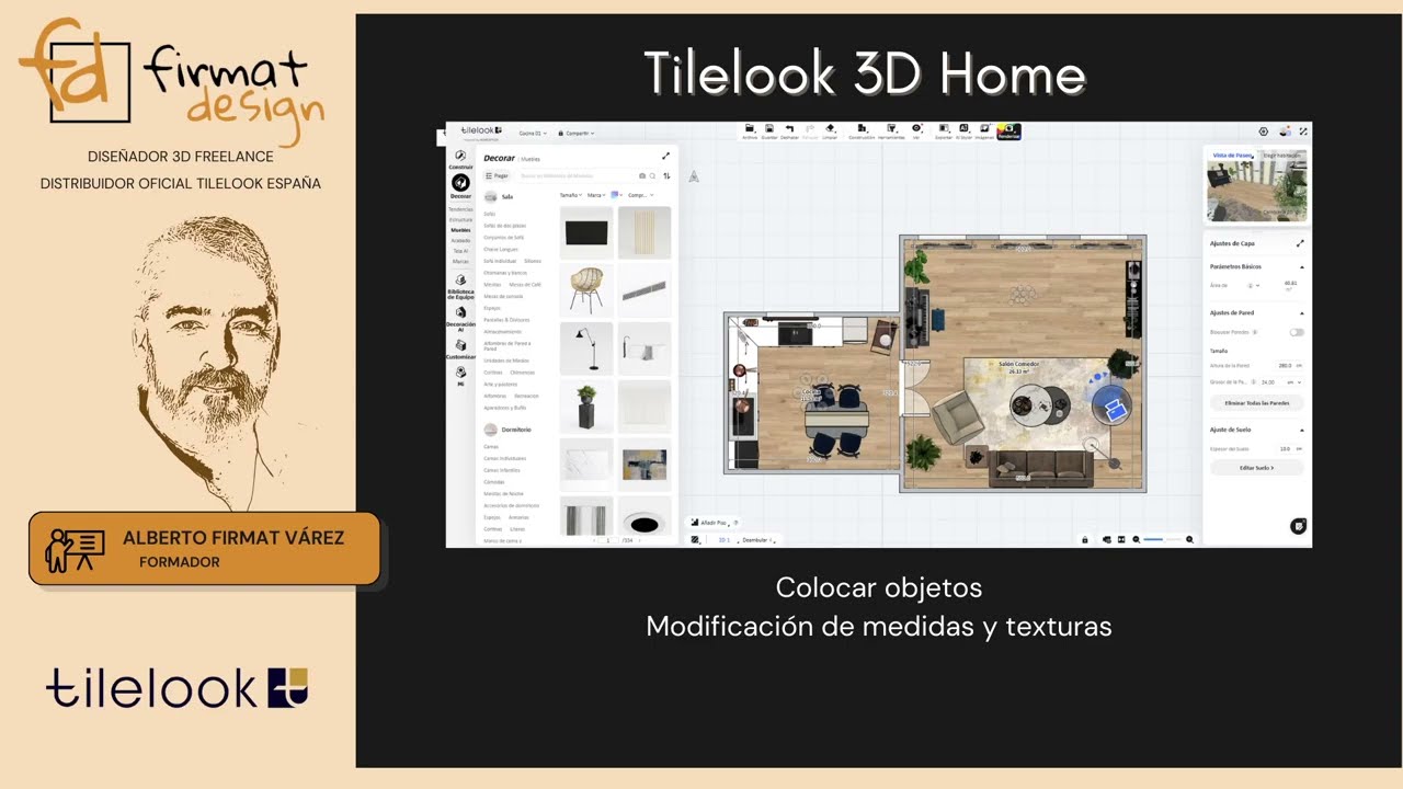 Tilelook 3D Home tutorial #5: Colocar objetos y modificación de medidas y texturas