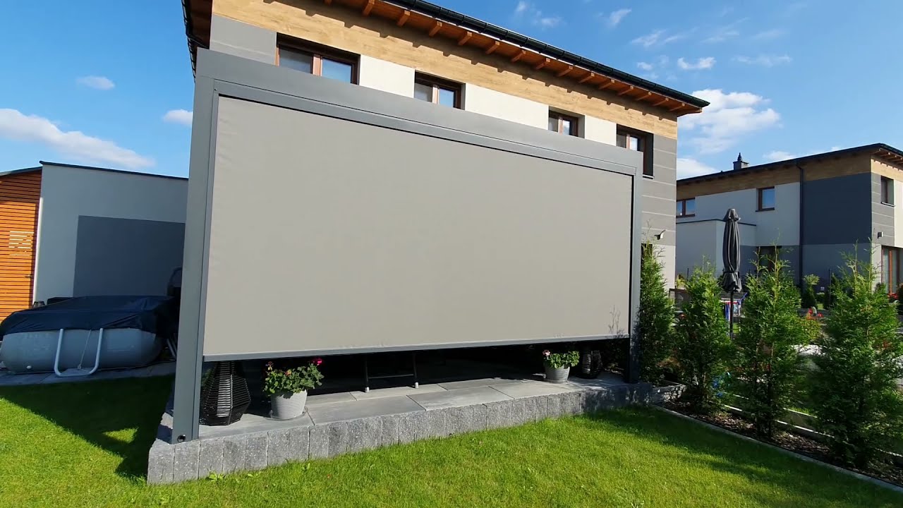 Pergola aluminiowa VR-Solid doposażona w rolety SCREEN ZIP