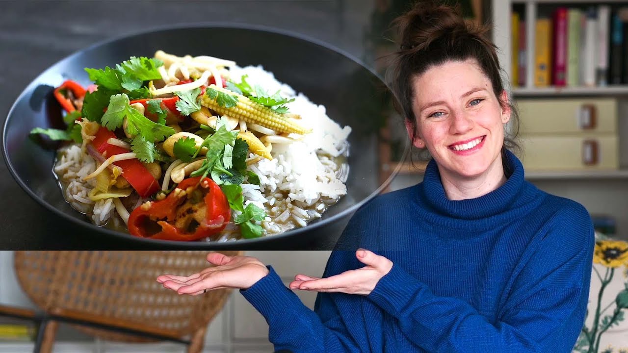 Vegan Coconut Curry with Bok Choy and Cashew Nuts | Healthy Family Dinner | Vegetarian Protein Rich