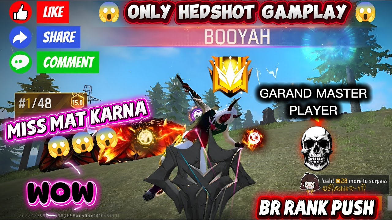 😱 ONLY HEADSHOT GAMEPLAY | BR RANK PRO PLAYER | BOOYAH! 😱 MISS MAT KARNA 😁