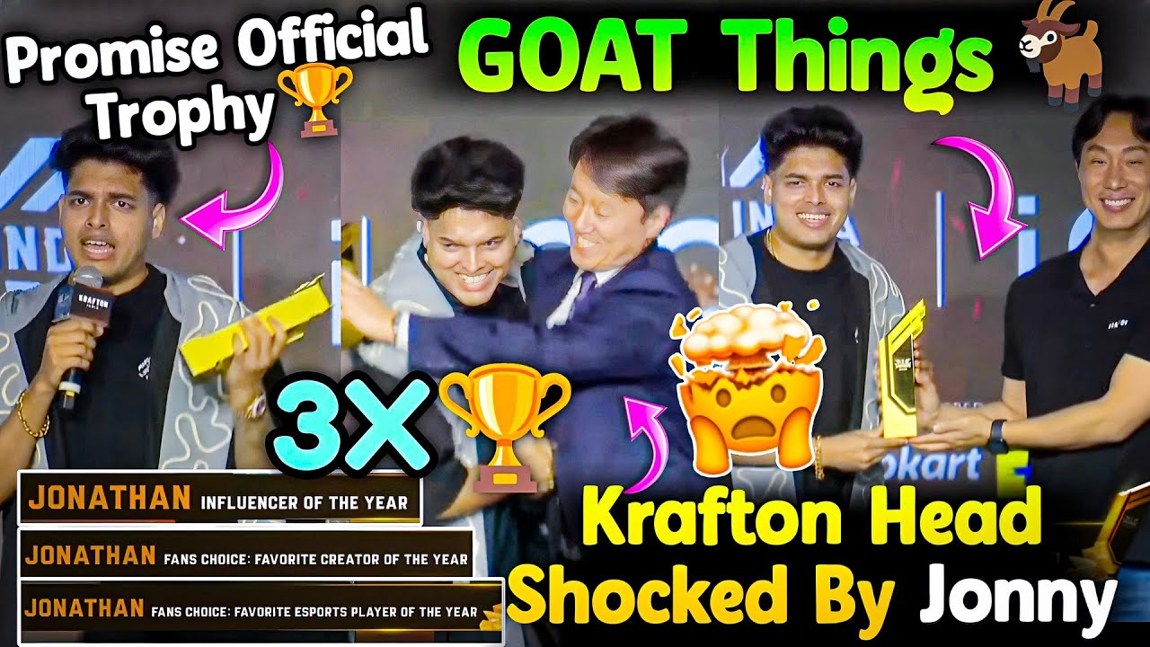 GOAT Things🐐 3 Award Wins🏆 Krafton Head Shocked By Jonathan🔥 Jonny Promise Official Trophy💛